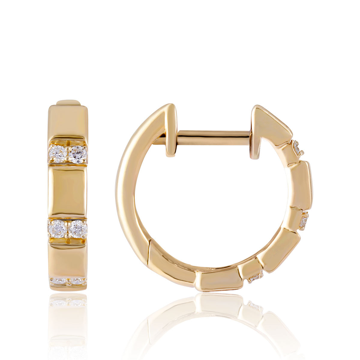 14K Yellow Gold Diamond Hoop Earrings