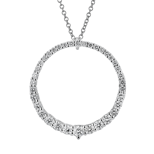 18K White Gold Diamond Circle Pendant