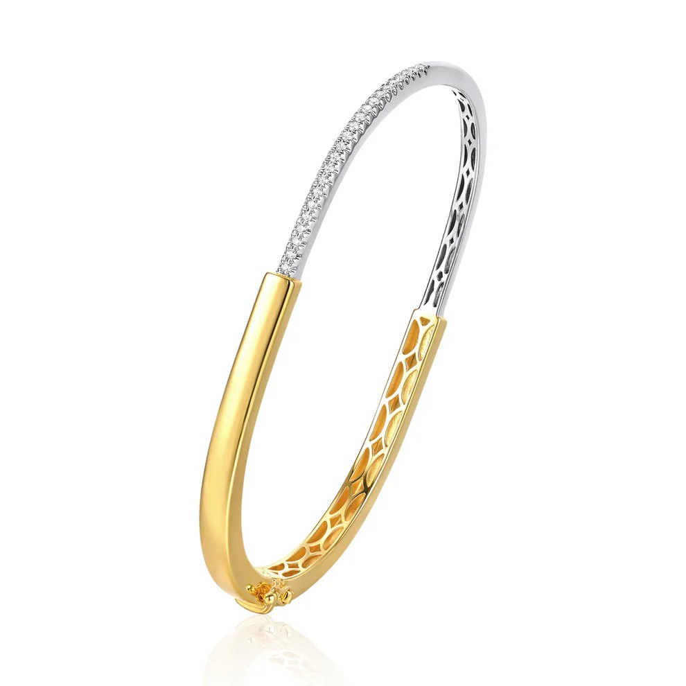 Women's 14K Two Tone Diamond Bangle Bracelet