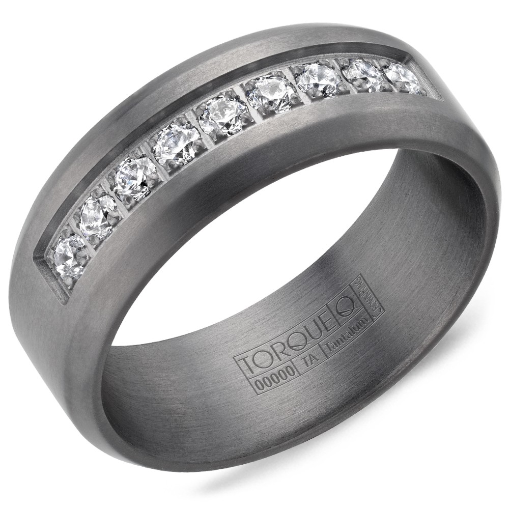 Men's Tantalum Gray 8mm Diamond Prong Set Band