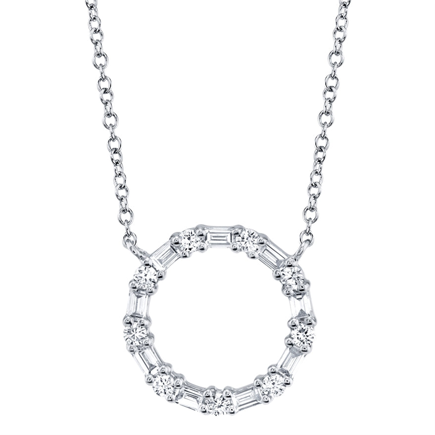 14K White Gold Diamond Circle Pendant