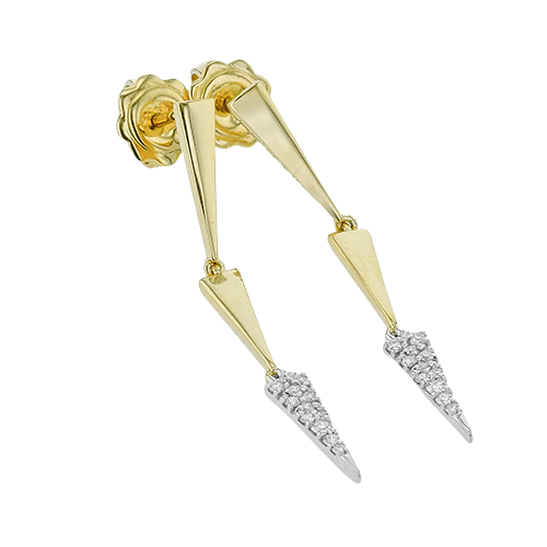 14K Two Tone Diamond Drop Earrings