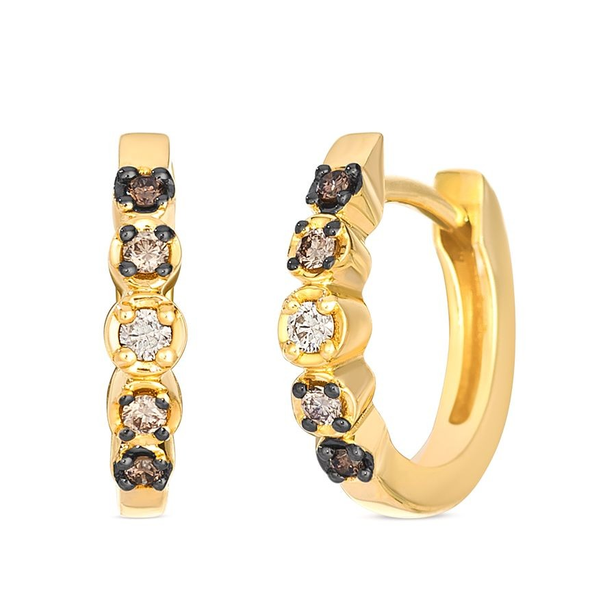 14K Yellow Gold Diamond Huggie Earrings
