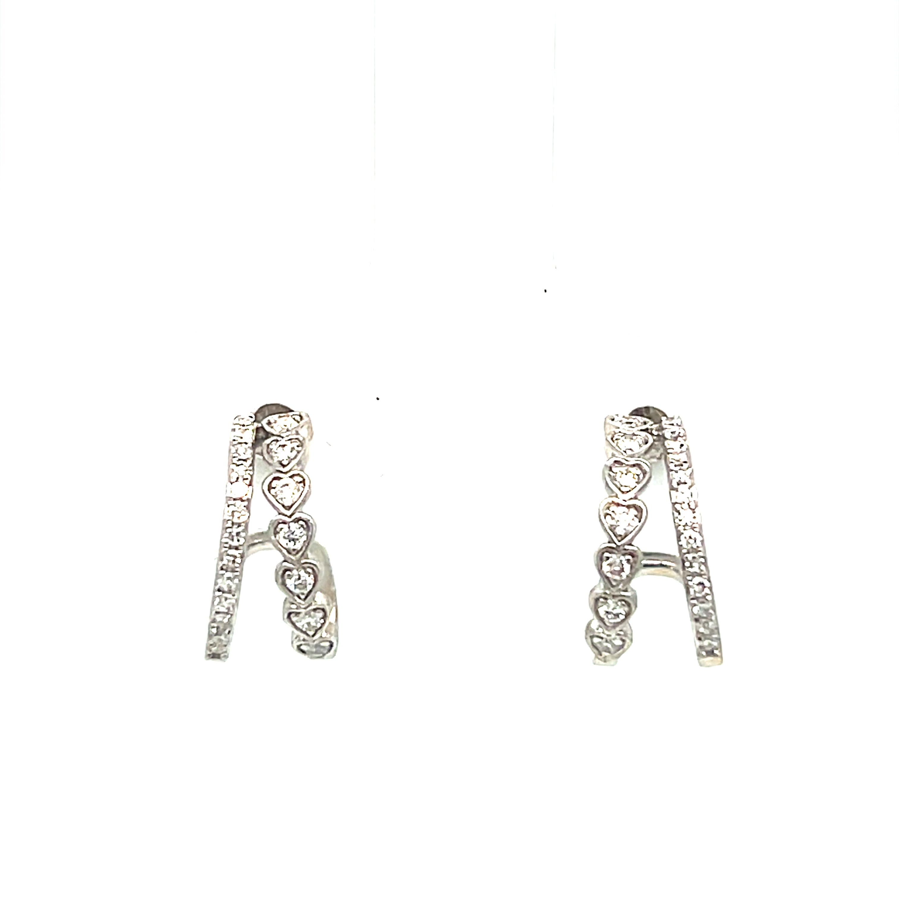 14K White Gold Diamond Hoop Earrings