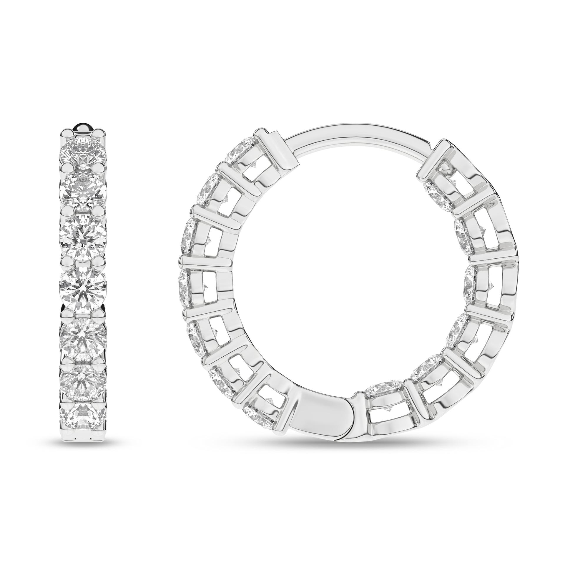 14K White Gold Lab Grown Diamond Hoop Earrings
