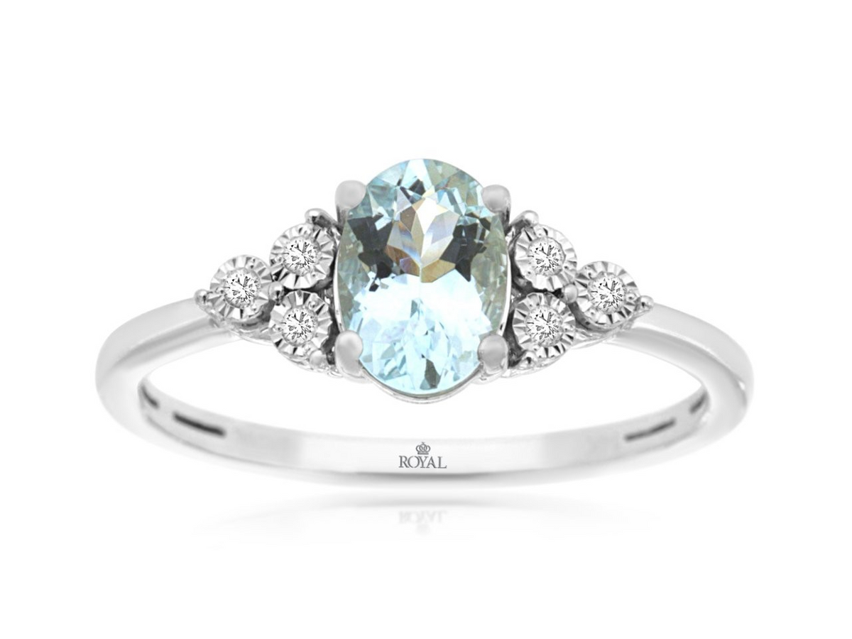 14K White Gold Aquamarine Antique Ring