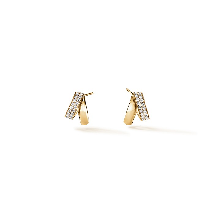 18K Yellow Gold Diamond Hoop Earrings