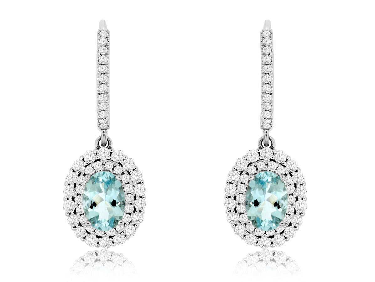 14K White Gold Aquamarine Drop Earrings