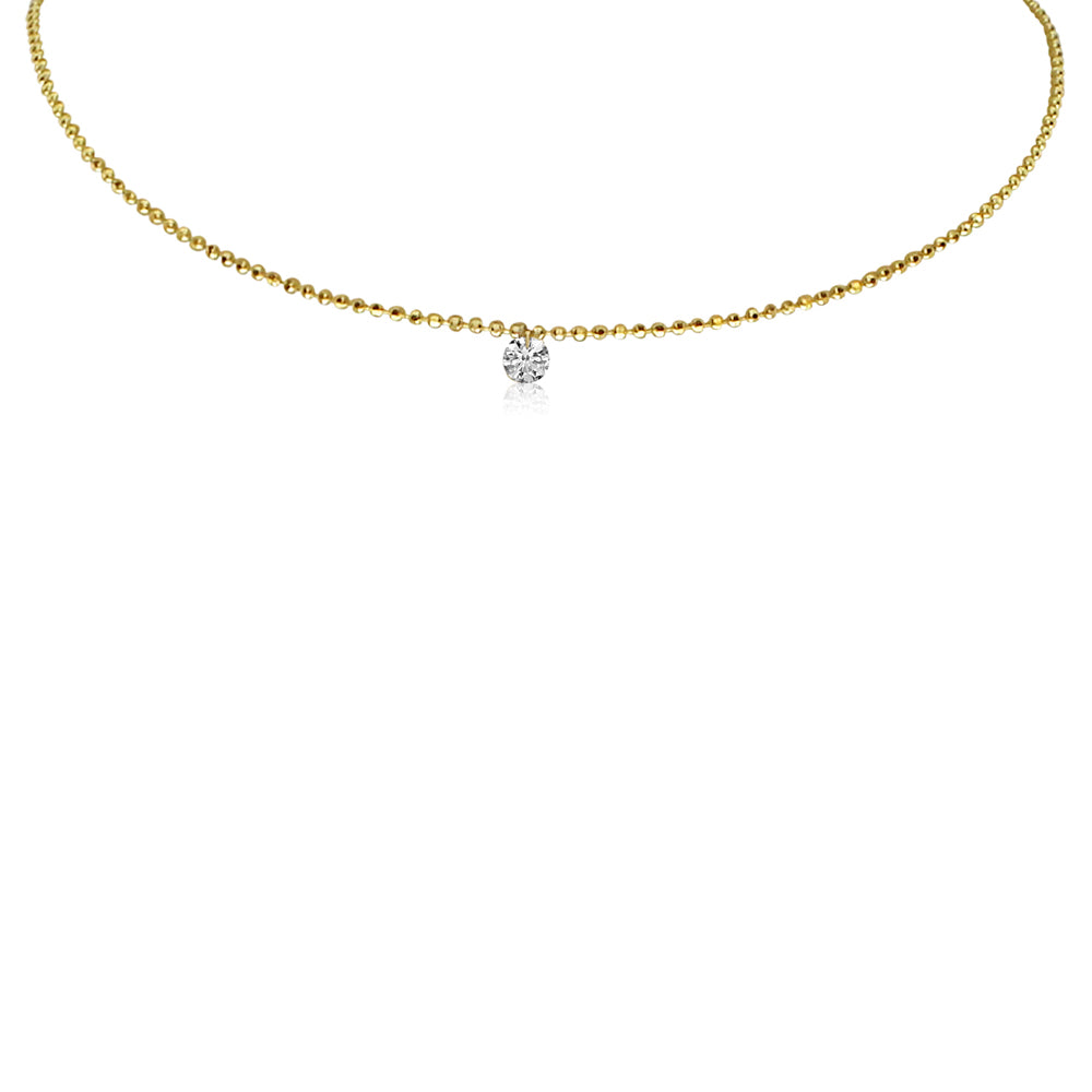 14K Yellow Gold Diamond Solitaire Pendant