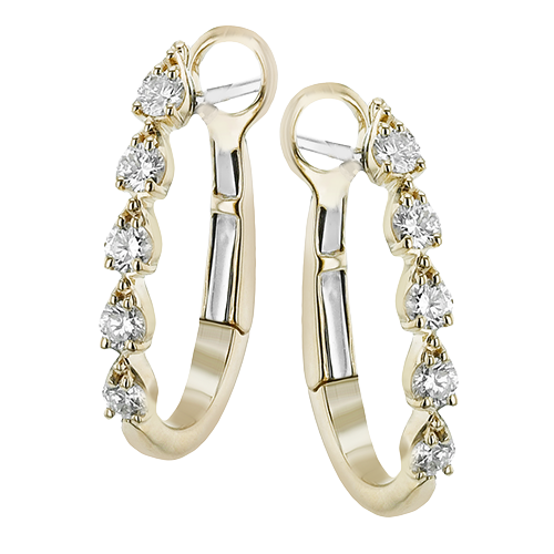 18K Yellow Gold Diamond Hoop Earrings