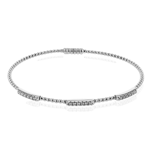 Ladies 18K Polished White Gold Diamond Bangle Bracelet