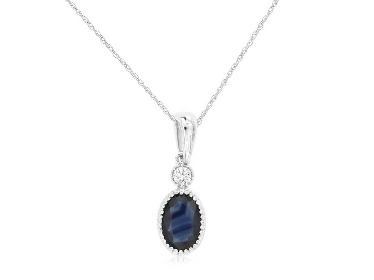14K White Gold Sapphire Drop Pendant