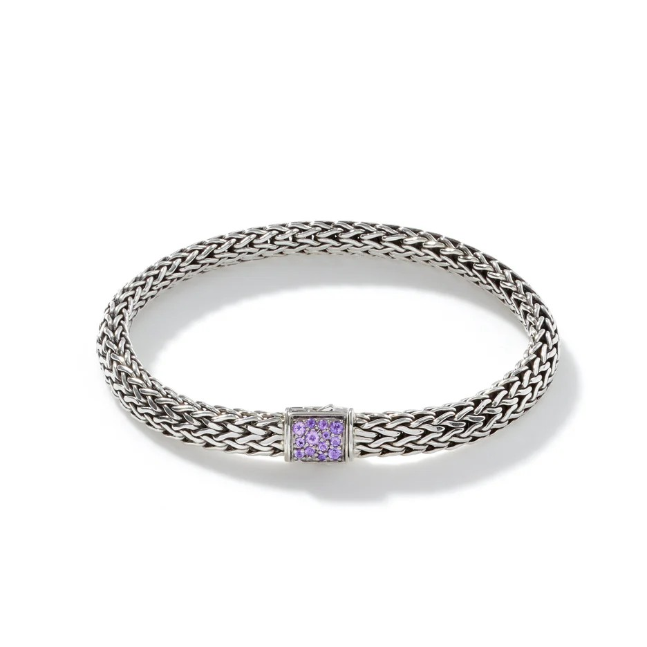 Sterling Silver Amethyst Chain Bracelet