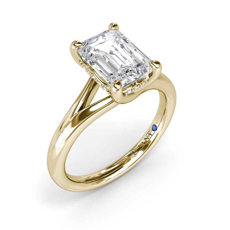 14K Yellow Gold Diamond Hidden Halo Engagement Ring
