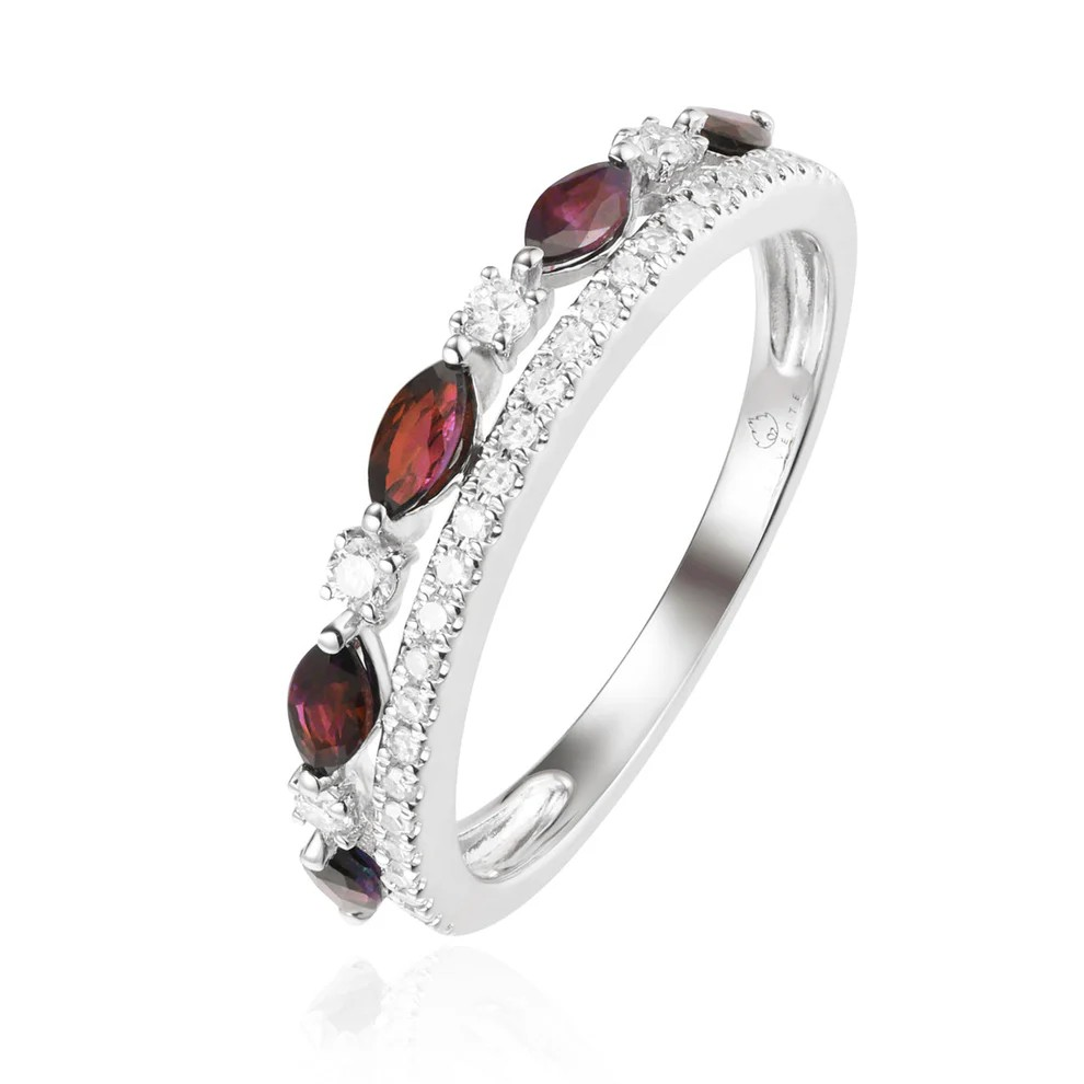 14K White Gold Ruby Stackable Ring