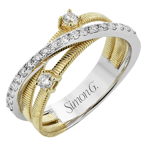 18K Two Tone Diamond Geometric Ring