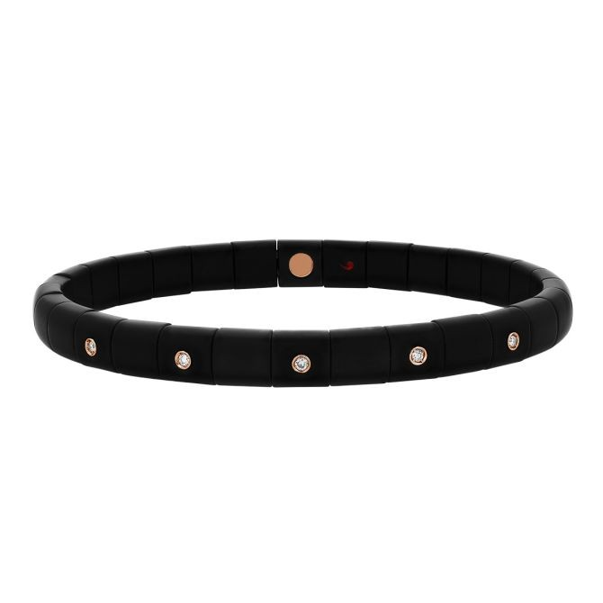 Women's Ceramic Matte Black Diamond Stretch Bracelet