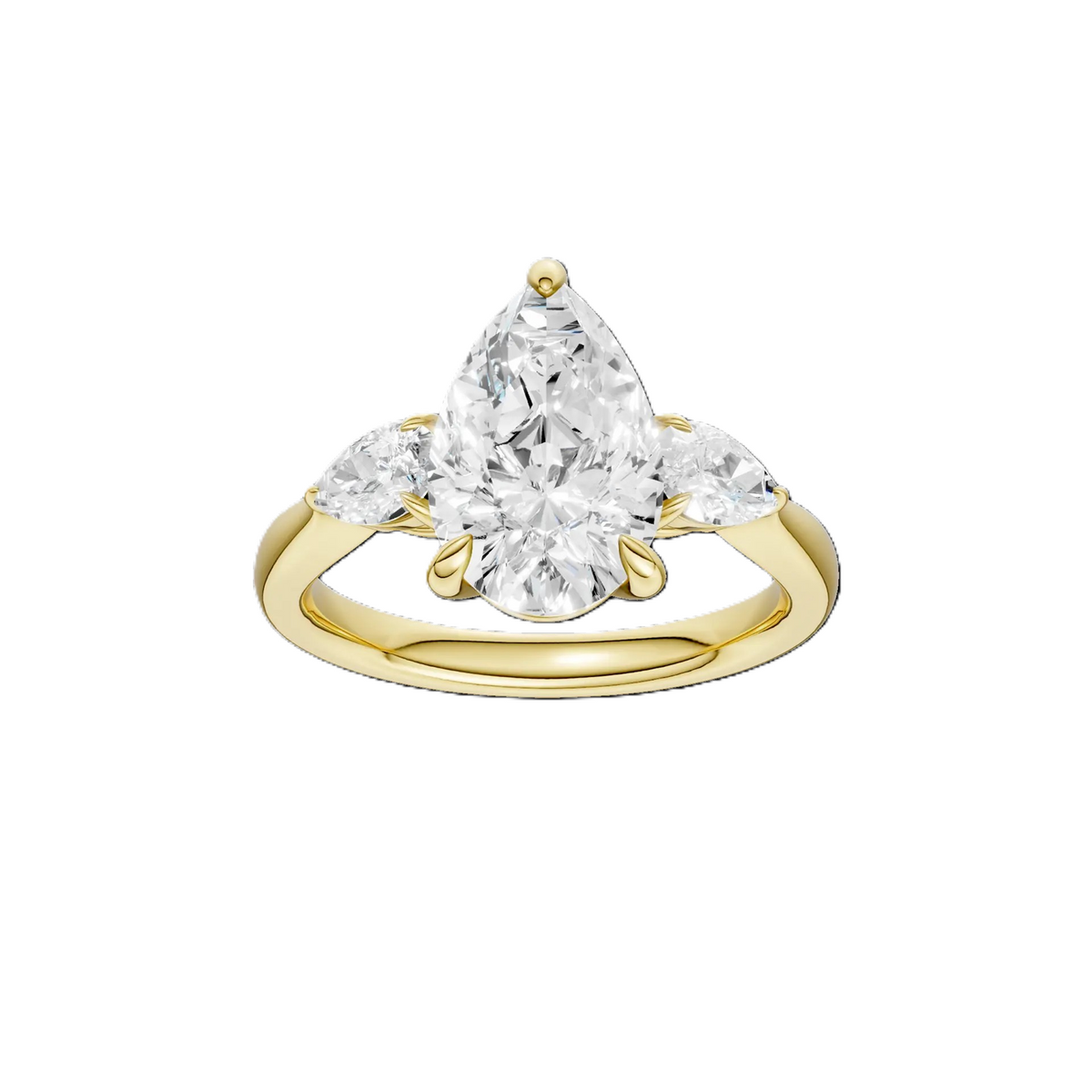 14K Yellow Gold Lab Grown Diamond 3 Stone Engagement Ring