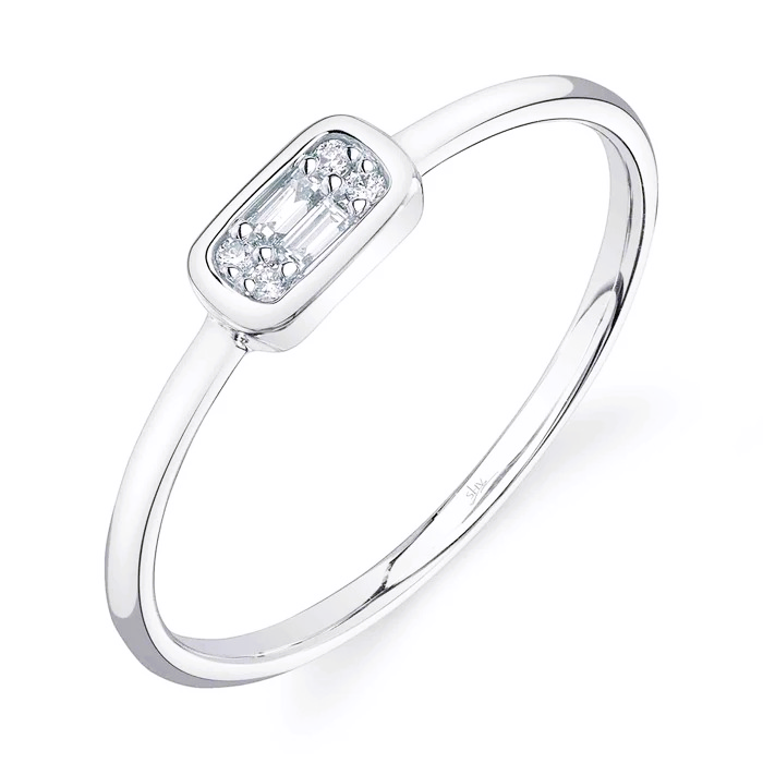 14K White Gold Diamond Stackable Ring