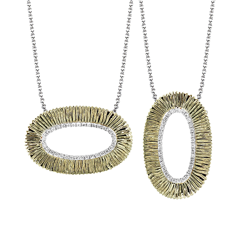 14K Two Tone Diamond Circle Pendant