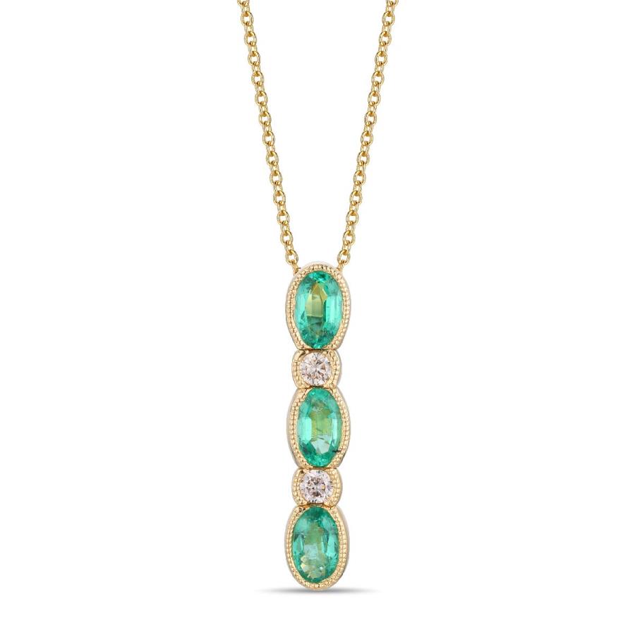 14K Yellow Gold Emerald Drop Pendant
