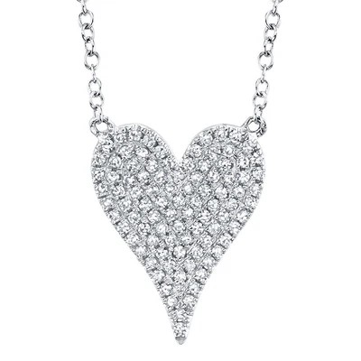 14K White Gold Diamond Heart Pendant