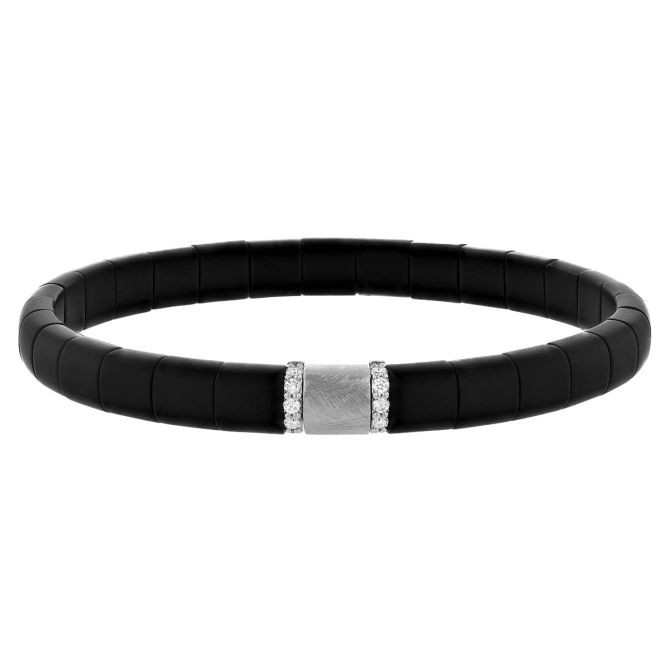 Women's Ceramic Matte Black Diamond Stretch Bracelet