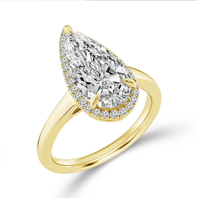 14K Yellow Gold Lab Grown Diamond Halo Engagement Ring