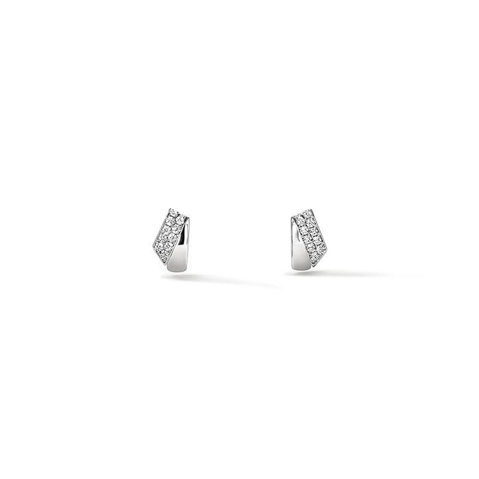 18K White Gold Diamond Hoop Earrings