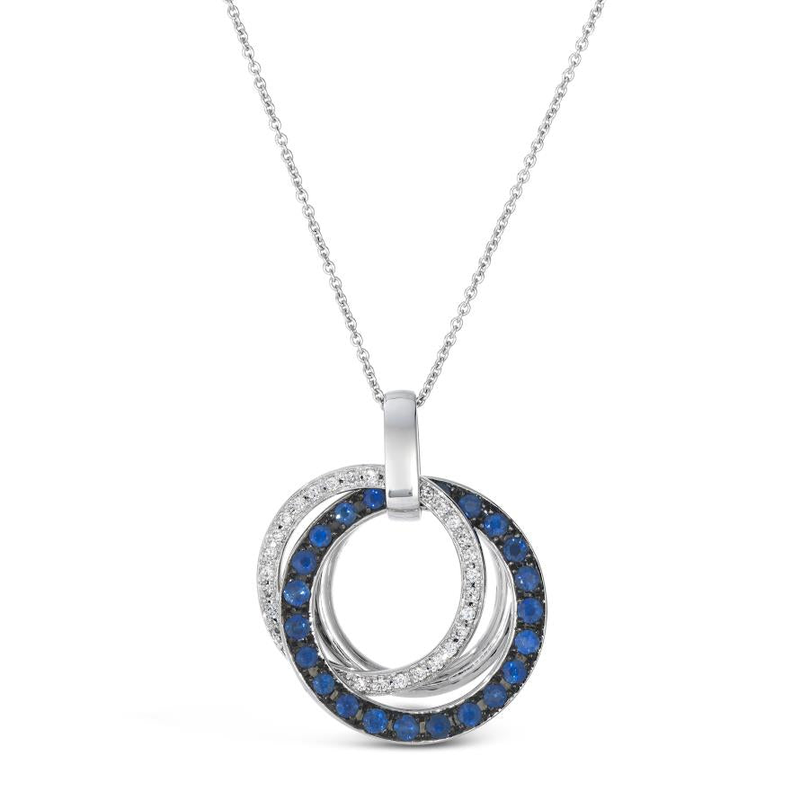 14K White Gold Sapphire Circle Pendant