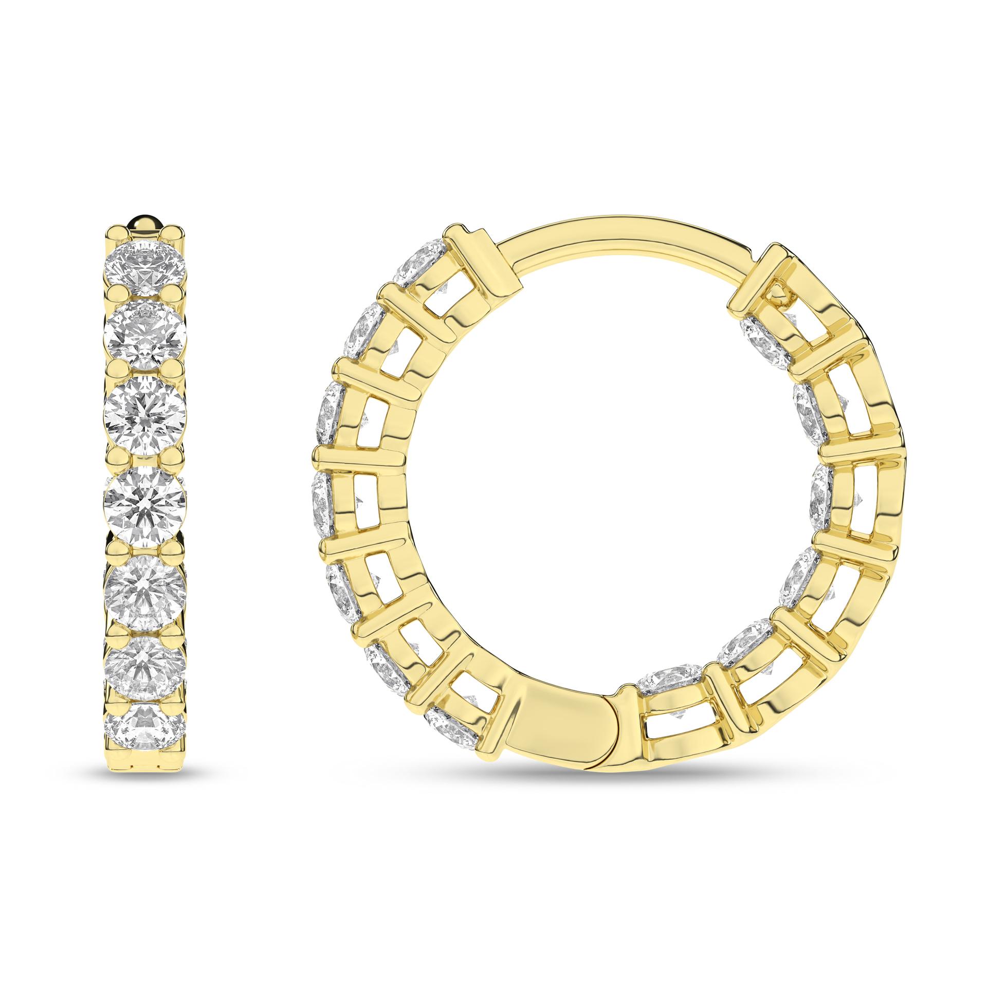 14K Yellow Gold Lab Grown Diamond Hoop Earrings