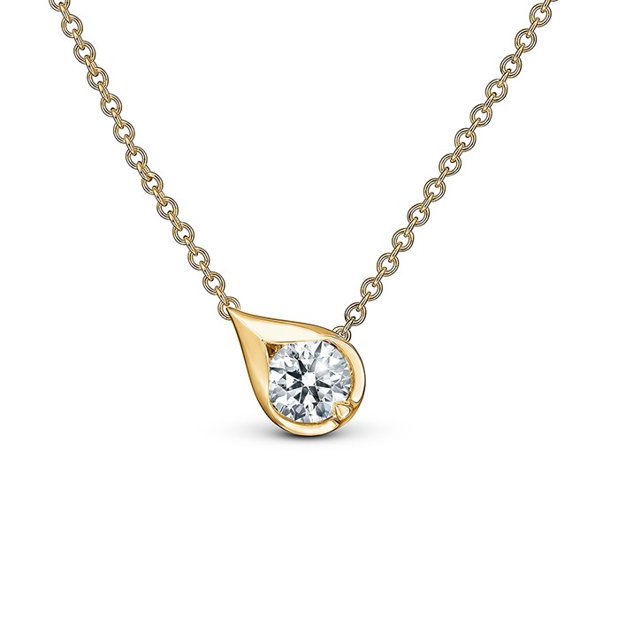 18K Yellow Gold Diamond Drop Pendant
