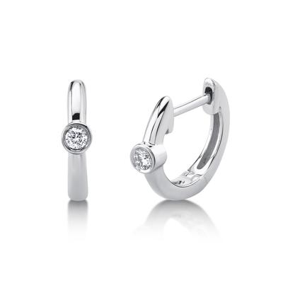 14K White Gold Diamond Hoop Earrings