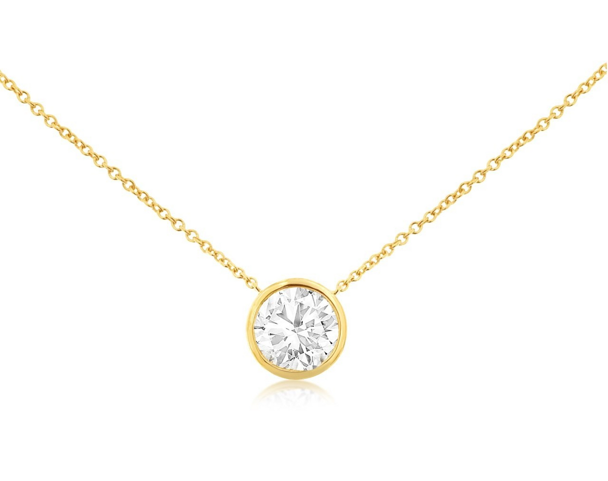 14K Yellow Gold Lab Grown Diamond Bezel Set Pendant