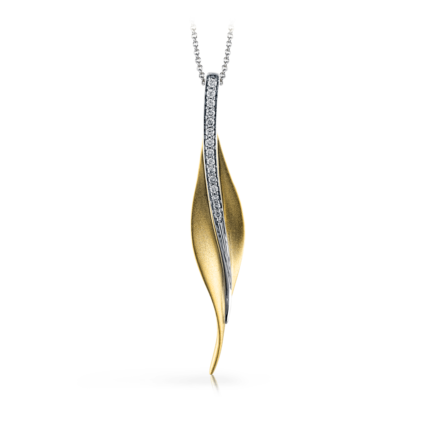 18K Two Tone Diamond Drop Pendant