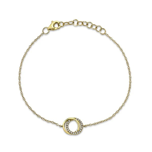 Women's 14K Yellow Gold Diamond Rolo Bracelet