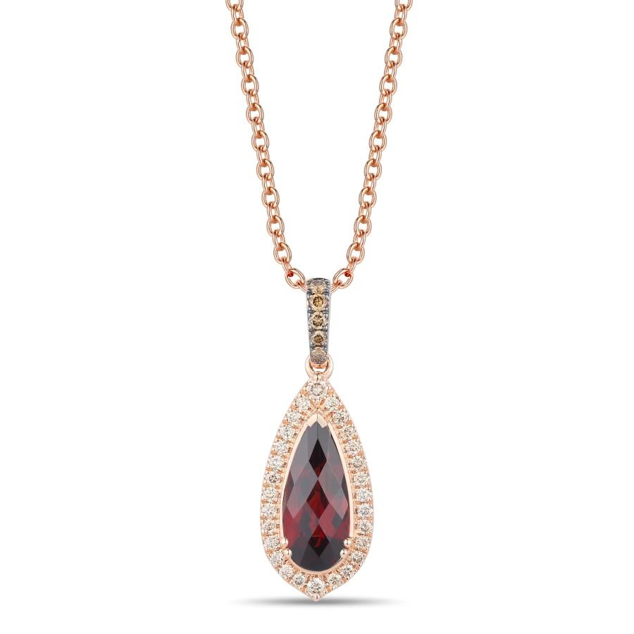 14K Rose Gold Garnet Halo Pendant