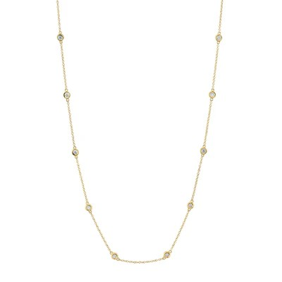14K Yellow Gold Diamond Station Necklace