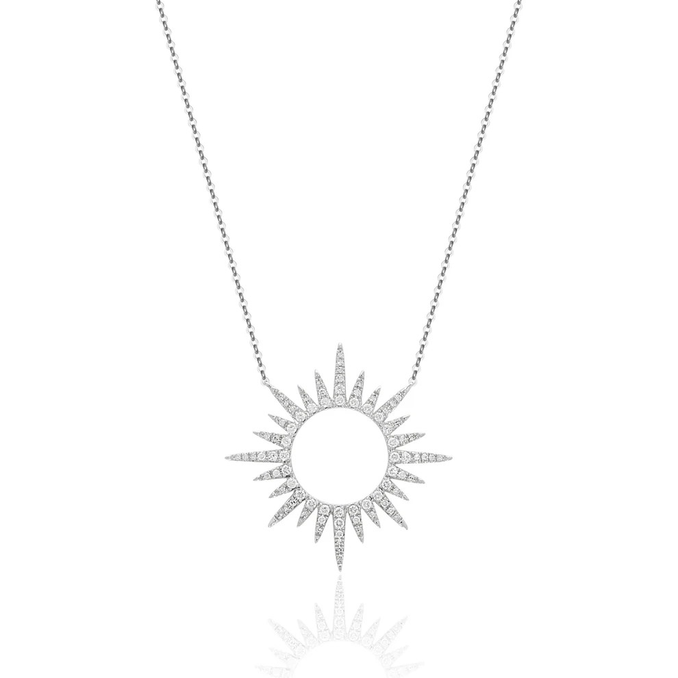 14K White Gold Diamond Circle Pendant