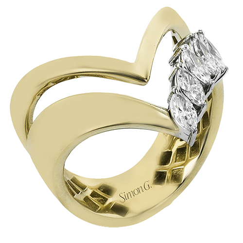 14K Two Tone Diamond Contemporary Ring