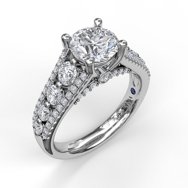 14K White Gold Diamond Accented Engagement Ring