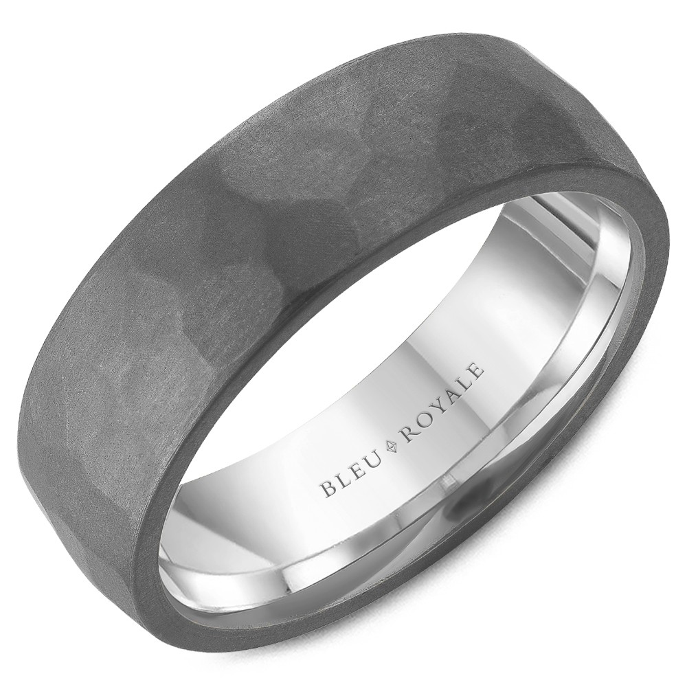 Men's Tantalum Gray Hammered 7mm Band