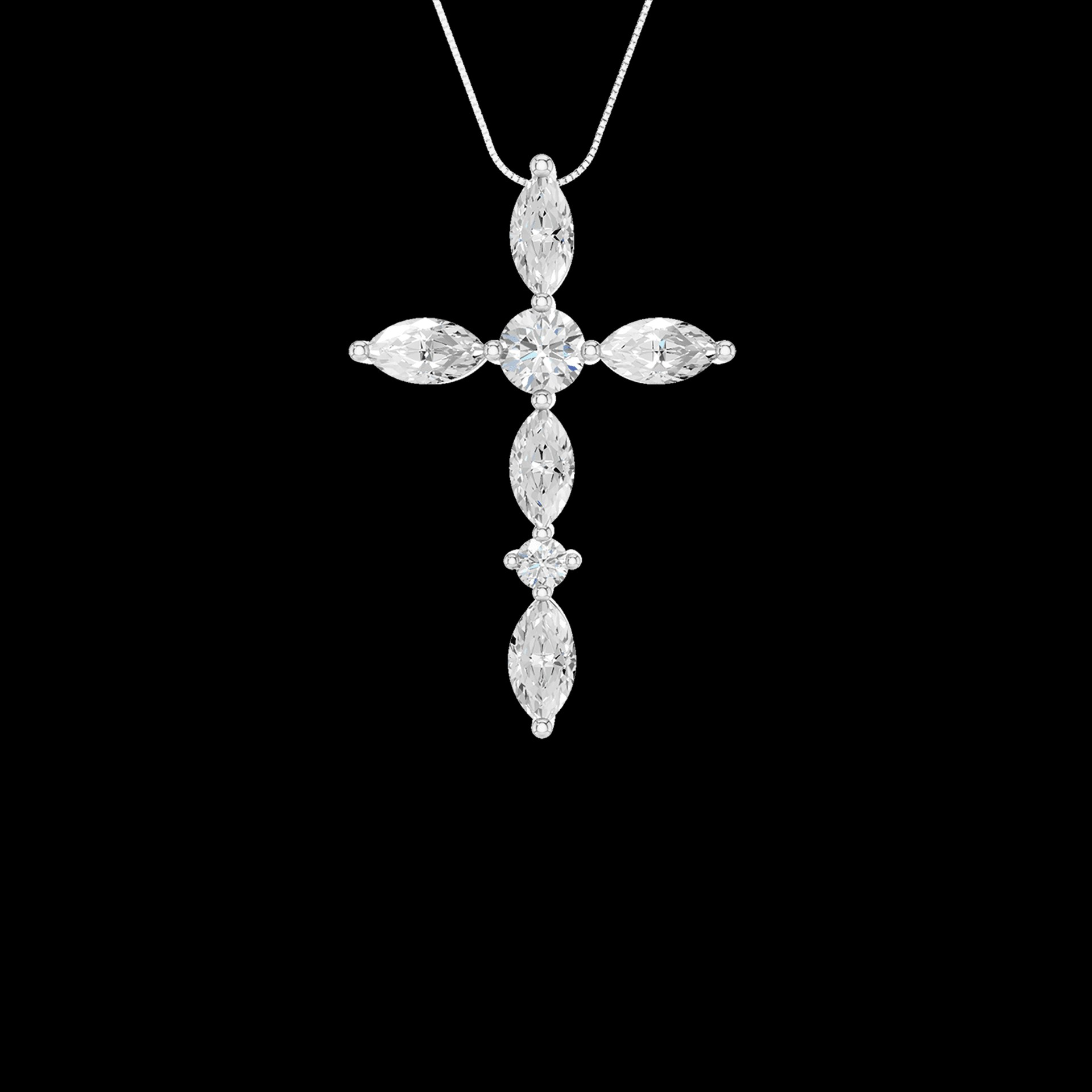 14K White Gold Lab Grown Diamond Cross Pendant