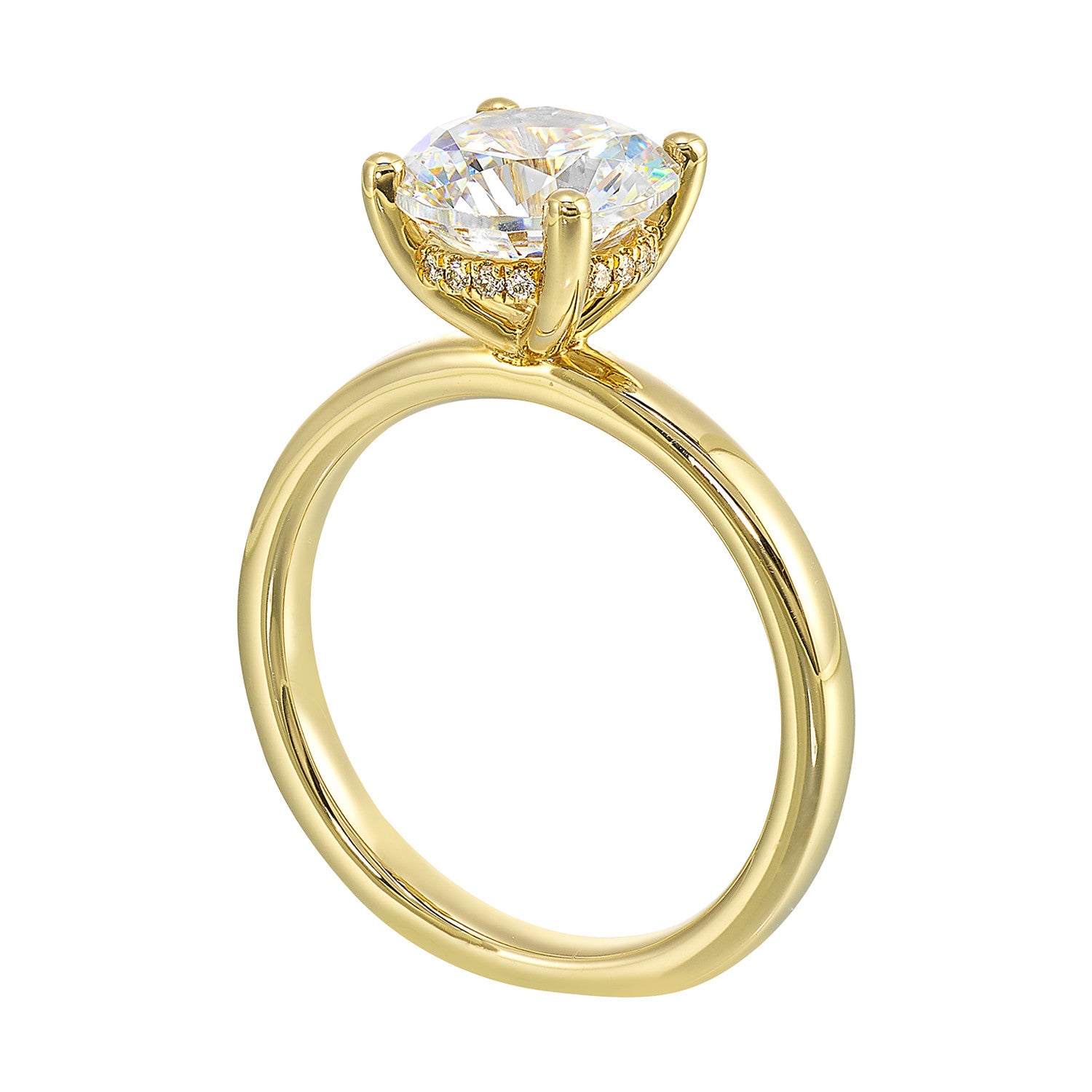 14K Yellow Gold Diamond Hidden Halo Engagement Ring