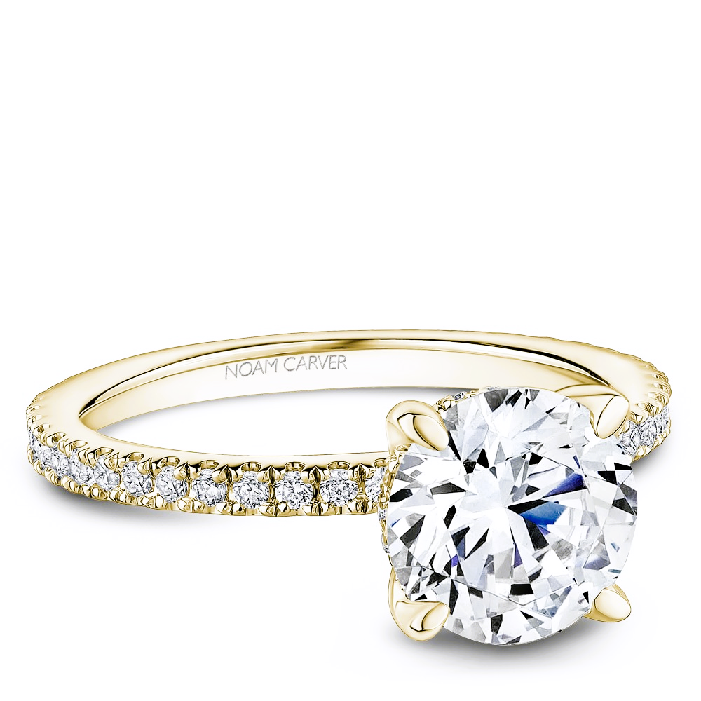 14K Yellow Gold Diamond Hidden Halo Engagement Ring