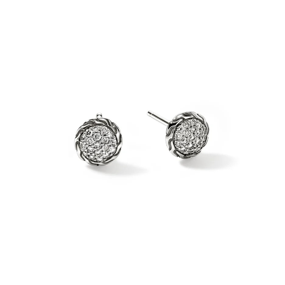 Sterling Silver Diamond Stud Earrings