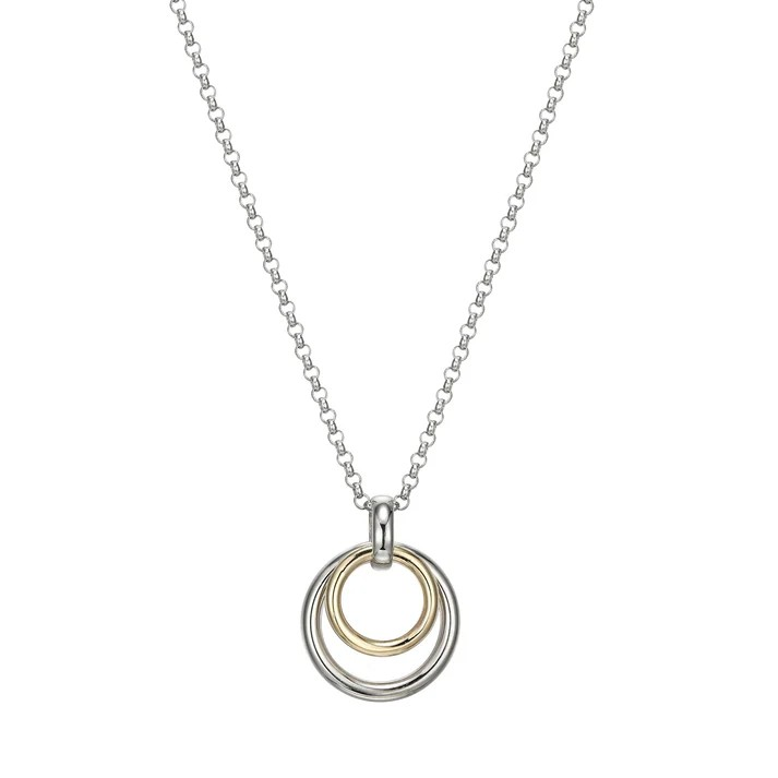 Sterling Silver Two Tone Circle Pendant