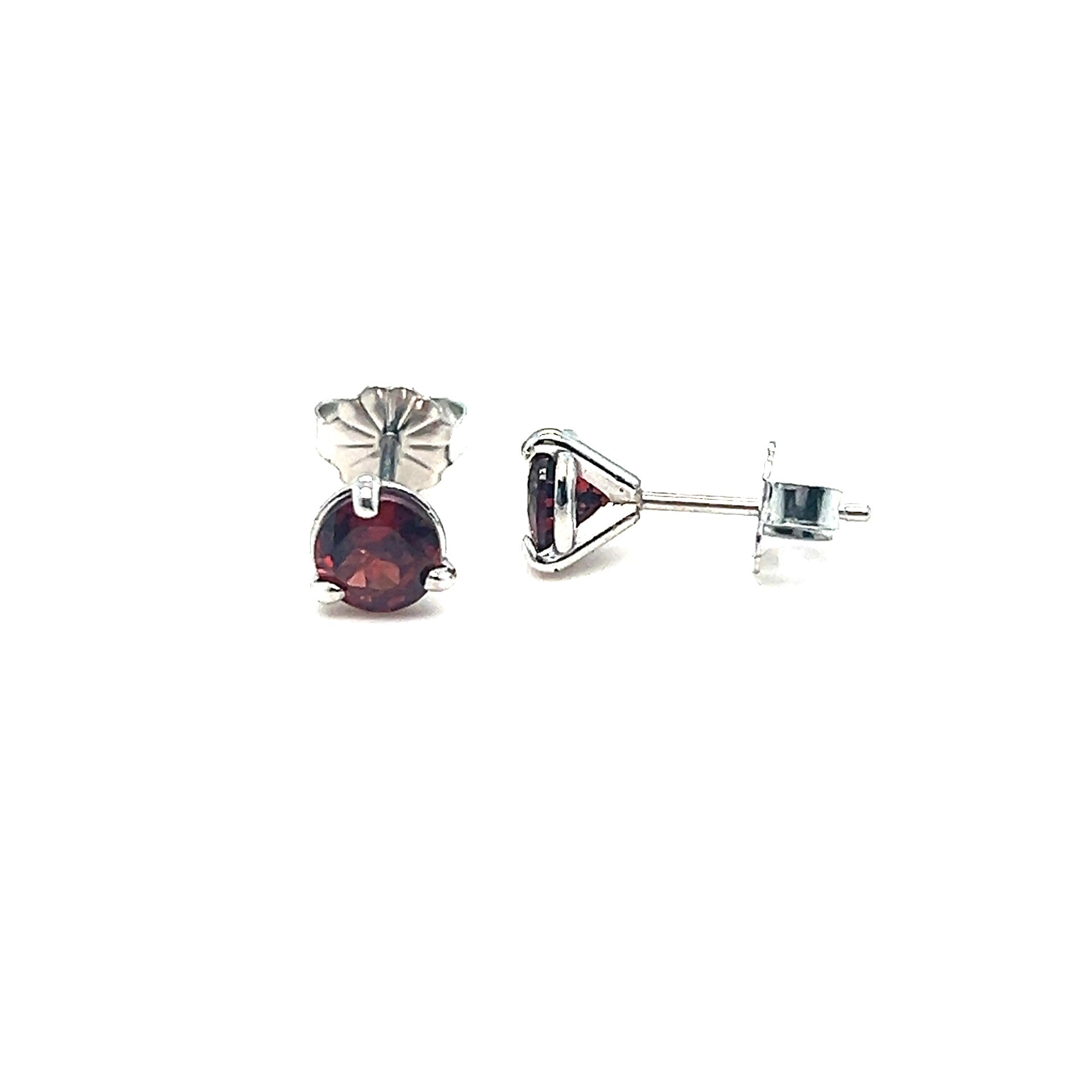 14K White Gold Garnet Stud Earrings
