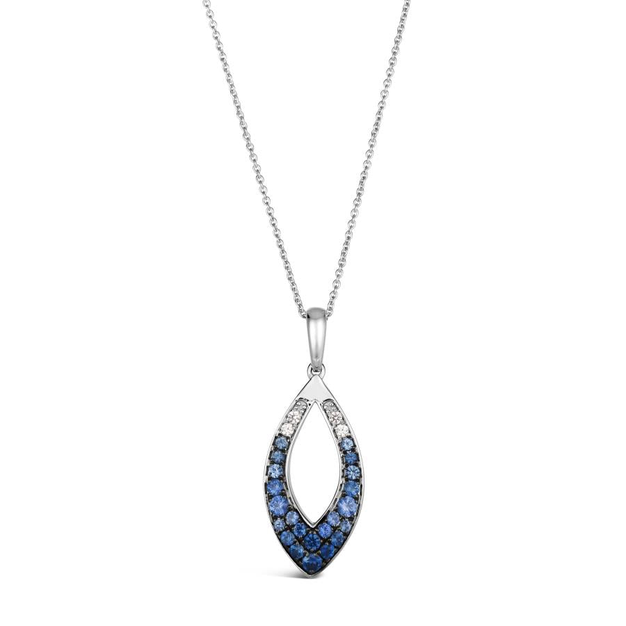 14K White Gold Sapphire Drop Pendant