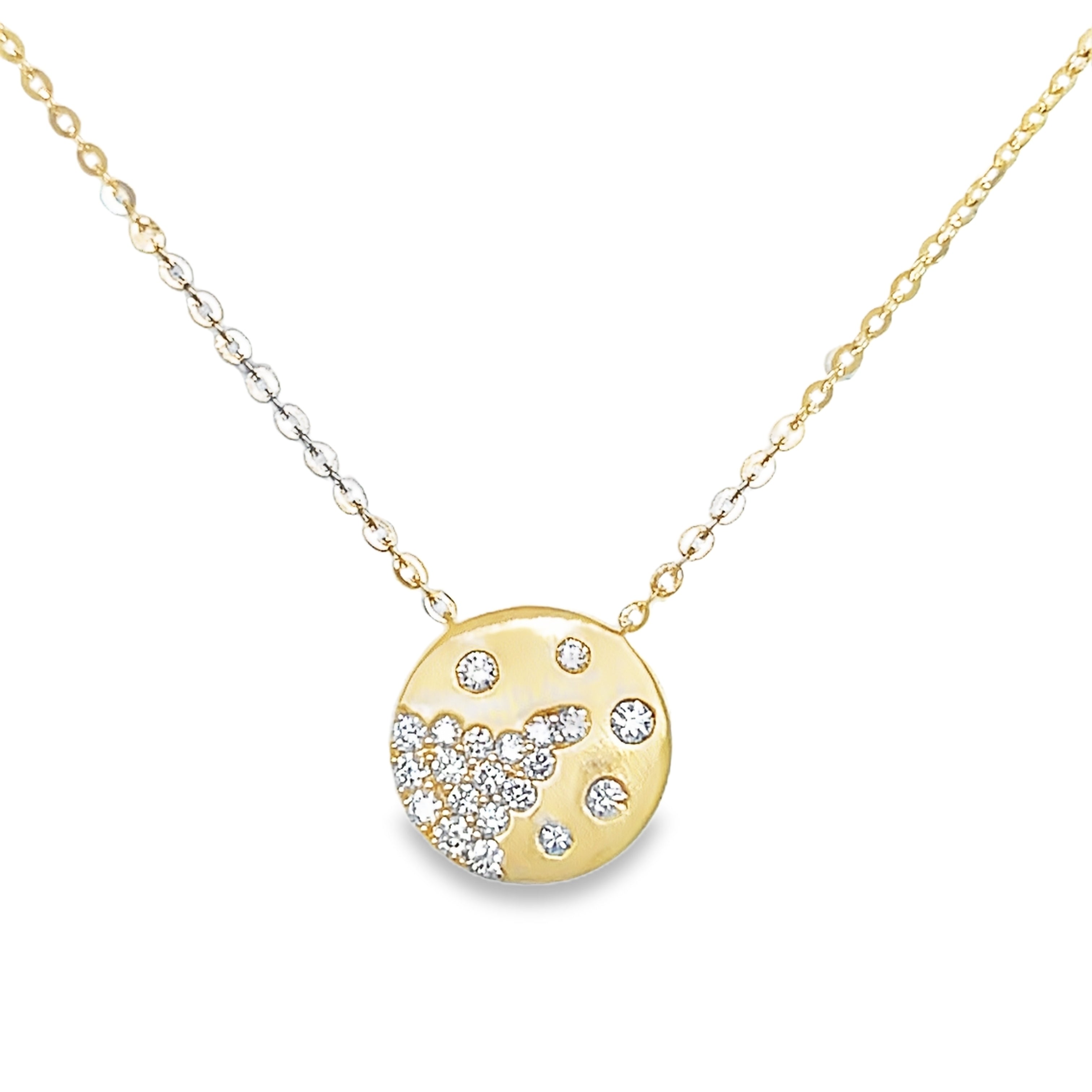 14K Yellow Gold Diamond Cluster Pendant